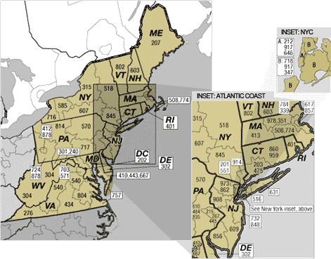 Northeast Area Code Map Image