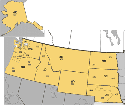 Northwest Area Code Map Image
