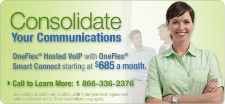 Consolidate Your Communications. OneFlex� Hosted VoIP with OneFlex� Smart Connect starting at $685 a month. Call to Learn More: 1 866 336-2376.